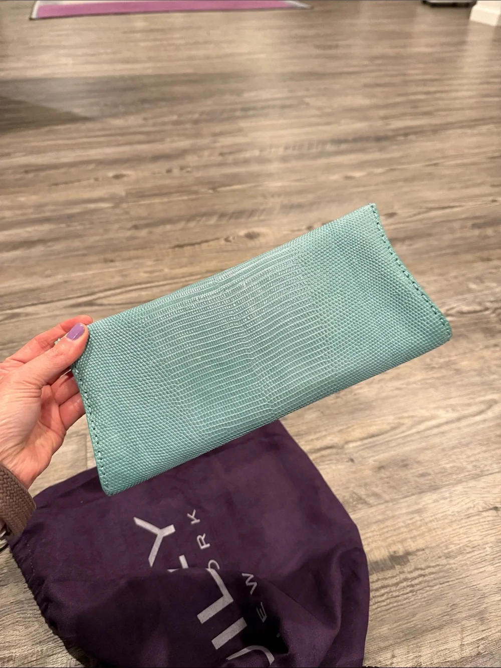 Jilly New York Genuine Exotic Skin Turquoise Envelope Clutch NWT NEW WITH TAGS